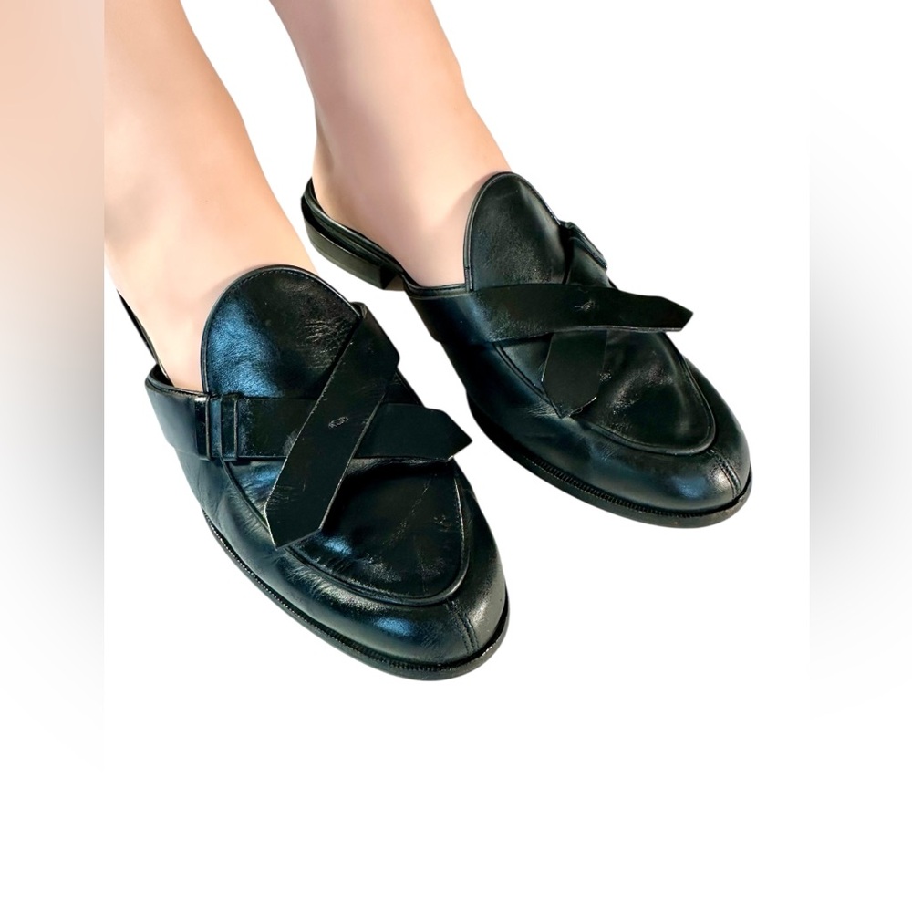 Frame Denim Frame Le Willoughby in Black Leather Slide/ Mules  W US 7.5
